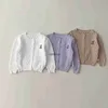 Jackets 2023 Summer New Baby Long Sleeve Cardigan Cute Bear Print ldren Sunscreen Jacket Infant Girl Hollow Out Knit Coat Clothes H240508