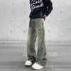 Jeans svasati vintage da uomo pantaloni larghi a gamba larga autunno streetwear moda distressed pantaloni denim Y2k originali da strada invernali 240117