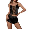 Indumenti da notte da donna Lingerie sexy da donna In raso e rete Patchwork Cami Pigiama Set Canotta Set corto da notte