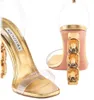 Роскошный бренд Aquazzura, женские сандалии Aura, обувь для вечеринок, дизайнерское платье до щиколотки с ремешками на щиколотке, инкрустированное кристаллами, платье на каблуке, сексуальное свадебное прогулочное платье EU35-43