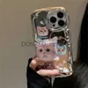 Cell Phone Cases Korean Cute 3D Cat Bracket Star Plating Soft Phone Case For iPhone 15 14 13 12 11 Pro Max X XS XR Lovely Kitten Shockproof Cover J240118