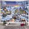 Tapisseries Noël Nouvel An Père Noël Scène de Neige Tapisserie Tenture Murale Cadeau Elk Style Bohème Rideau de Lit Dortoir Décoration de Maisonvaiduryd