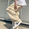 Men's Pants Matta Streetwear Skate Pants Cotton Korean Fashion Men Baggy Cargo Pants Loose Straight Thin Oversize Trousers Black Khakiyolq