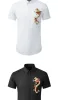 Nieuwe Collectie Mode Zomer Korte Mouw Borduren Huanglong Chinese Mannen Prachtige Slanke Katoenen Casual Shirts Plus Size M-4XL