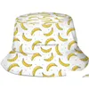 Boinas Banana Bucket Hat para mujeres Hombres Imprimir Verano Pescador Viajes Playa Sombreros Packable Outdoor Sun Cap Drop Entrega DHH5G