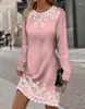 Casual Dresses Spring And Summer Women's Dress Round Neck Long Sleeved Plant Flower D Pattern Printed For Women