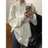 Sweats à capuche pour femmes Sweatshirts longs Baggy Femmes Solide Loisirs Automne Col en V Design irrégulier Chic Harajuku Vintage Style américain Étudiants