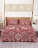 Jupe de lit Mandala bohémien éléphant rouge, couvre-lit élastique avec taies d'oreiller, housse de matelas, ensemble de literie, drap