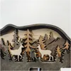 Arts And Crafts Christmas Wooden Creative North American Forest Animal Home Decoration Elk Brown Bear Ornament Drop Delivery Garden Dhmhv