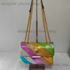 Borse a tracolla 2023 Moda di lusso Lady Arcobaleno Patchwork Borsa Aquila in metallo sulla patta anteriore Borsa a tracolla Borsa colorata Cuciture T240116