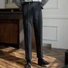 Men's Pants High Quality Trouser Pant For Man Office Men Business Casual British Social Club Outfits Pantalones Hombre 3Colours