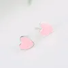 Stud Earrings REETI 925 Sterling Silver Pink Heart For Women Trend Personality Lady Fashion Jewelry