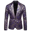 Blazers florais dourados masculinos negócios casual terno vestido de casamento blazer dourado casacos jaquetas 240117