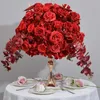 Dekorative Blumen, 60 cm, große weiße rosa Rose, Orchidee, Hortensie, Blumenkugel, Hochzeitsdekoration, Tischdekoration, Party-Requisite, Fenster