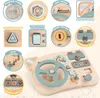Montessori Toy Steering Wheel Wooden Busy Board Sensory Toys for Toddlers Preschool Travel Learning Activities 240117