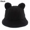 Berets Warm Buckets Hat Faux Fur Fluffy Winter Hats Fishman Bear Ear Autumn Bucket Panama Hiphop Fishing Caps Blower