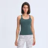 Gilet de Yoga sans manches T-Shirt Lu-129 couleurs unies femmes mode réservoirs de Yoga en plein air sport course hauts de sport vêtements 64