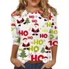 Women's Hoodies 2024 Autumn Pullover Long Sleeve Tops T-shirts 3D Tryckt grafisk jul Seris Snowman O Neck Casual Overdimensionerad