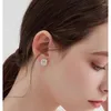 Boucles d'oreilles en argent Sterling pour femmes, cristal Zircon carré français doux romantique mode bijoux cadeau de vacances pour Couple