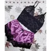 Indumenti da notte da donna Set pigiama in raso sexy Top e pantaloncini Moda donna Pigiama con scollo a V in pizzo Lingerie senza maniche da notte Crop