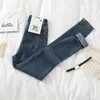 Plus -storlek mager stretch jeans för kvinna hög midja blyertsbyxor vintage smala denim byxor kvinnlig hösten ankelbyxor 240117