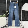Moda flare calças das mulheres jeans designer padrão denim calça de cintura alta senhora calças de alta qualidade roupas femininas