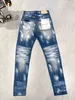 Nieuwe mode 24SS paarse merkjeans High Street kleur blauwe verf jeans 240117