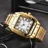 Mens 3 Pin Quartz Square with Scanning Second Movement Calendar All Steel Square Dial Aaa Watch High Quality