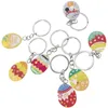 Keychains 7 st påskägg Keychain Ornament Keyring Bag hänger ryggsäck hänge rostfritt stål barn