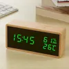 Relojes de mesa de escritorio Control de sonido moderno Reloj despertador LED Reloj de madera Despertador Temperatura Humedad Escritorio electrónico Relojes de mesa digitales YQ240118