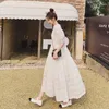 Vestidos de festa verão cor sólida manga curta vestido feminino francês solto elegante a linha moda feminina vintage puff mangas