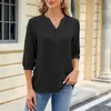 Mulheres Camisetas Três Quartos Manga Longa Fantasia Blusa Mulheres Mulheres Túnica Túnica Simples Tee Tops Apertados