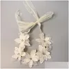 Accessori per capelli Capretto Fasce per capelli in pizzo bianco per ragazza Cute Bowknot Fascia elastica per neonato Turbante nato Copricapo Consegna a goccia Bambini Mater Dh0Lu