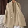 Damenanzüge-Blazer, Frühling, neue koreanische Mode, kleiner Anzug, Oberteil, brauner Anzugmantel, Damen-Blazer mit lockerem, geradem Schlauch, Temperament, Büroarbeitsanzug, Jacke, L240118