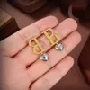 2024 Luxury Designer Diamond Stud High-End Women Elegant Earrings 18k Gold C Shaped Earring Girl Boutique Jewelry Valentine Wedding Presents