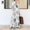 Casual Dresses Spring Summer Women's Long Shirt Dress Clothing Muslim Cotton Linen Printed Sleeves Simple Loose