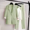 Damenanzüge Blazer Damen Frühling Herbst Dünne Dreiviertelärmel Anzugjacke Weiße Hosenträgerhose Dreiteiliges koreanisches elegantes Blazer-HosensetL240118