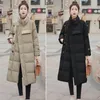 Women's Trench Coats Korean 2024 Winter Jacket Chic Design Down Cotton Coat Womens Thicken Warm Puffer Parkas Long Snow Wearm Padded