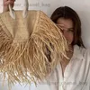 Shoulder Bags Fashion Raffia tassel women designer brand rattan handbags luxury wicker woven shouder crossbody bags beach purses T240116