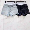 Modedesigner Womens Summer Short Jeans Streetwear Patchword Fake Two Piece Denim Shorts