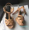 Sandals Tribute Platform Leather High Heel Shoes Summer Beach Covered Adjustable Ankle Strap Wedding Party