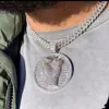 Designer di gioielli ghiacciato bling gioielli hip hop da uomo micro pavé 5a collana pendente a forma di medaglia rotonda con zirconi HipHop