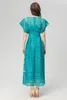 Повседневные платья ZJYT для подиума, летнее ажурное кружевное длинное платье для женщин 2024, дизайнерское элегантное вечернее платье с V-образным вырезом и вышивкой, праздничное платье