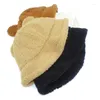 Berets Warm Buckets Hat Faux Fur Fluffy Winter Hats Fishman Bear Ear Autumn Bucket Panama Hiphop Fishing Caps Blower