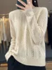 Женские свитера Модный пуловер из чистой шерсти с ромбовидным узором идеально подходит для весеннего и осеннего отдыха, комфорт в однотонном цвете