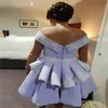 Lindo lavanda vestidos de dama de honra 2024 dois estilo fora dos ombros curto campo casamento convidado vestido de festa babados voltar dama de honra vestidos plus size feito sob encomenda