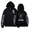 Mannen Dames Hoodies Jas Hip Hop Death Note Print Hoodie Harajuku Gothic Kpop Capuchon Zwart Hoodied y2k Kleding Tops 240117