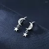 Orecchini a bottone S925 Argento Ago Zircone Stella Luna Per Le Donne Ragazze Dolce Regalo di Gioielli Eh1885