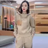 Lowes European Fashion Sport-Set Damen Herbst/Winter 2023 Neues Design Sense High Neck Hooded Sweetheart Pants Zweiteiliges Set Trendy B3U8