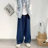 Männer Jeans mit weitem Bein Baggy Retro Blau Japanisch Einfach Freizeit Stilvoll Weich Allmatch Tasche Große Größe S3XL Solide Mode 240117